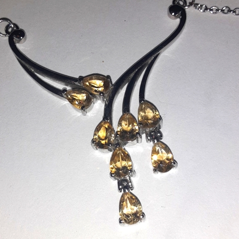 PRICE DROP! Brazilian citrine necklace in stainless steel.  Magnetic clasp.